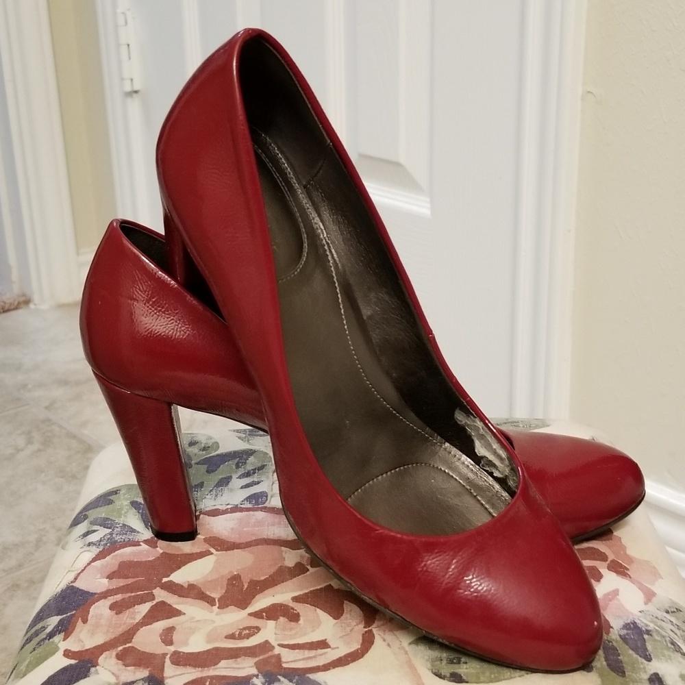 Red Calvin Klein chunky heel shoes pumps 8.5